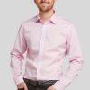 Shirts Double Two | Slim Fit Pink Long Sleeve Non-Iron Shirt