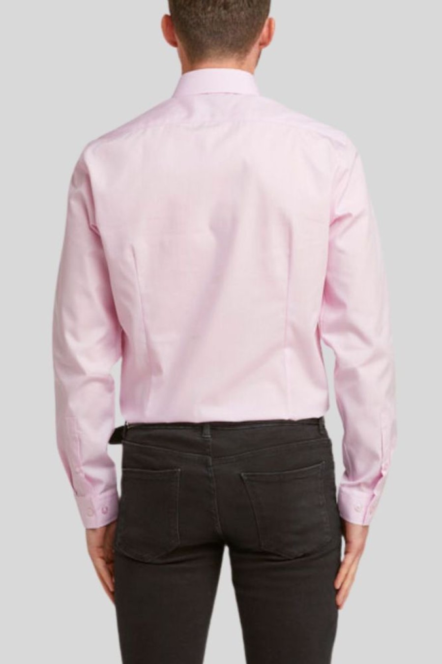 Shirts Double Two | Slim Fit Pink Long Sleeve Non-Iron Shirt