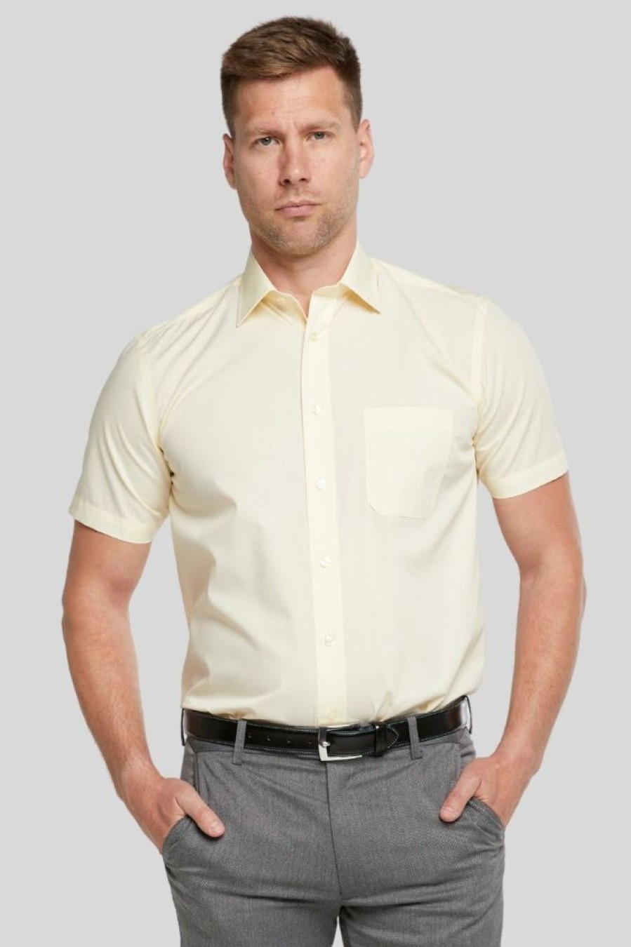 Shirts Double Two | Lemon Short Sleeve Non-Iron Shirt