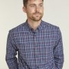 Casualwear Double Two | Navy Blue & Red Check Long Sleeve Casual Shirt