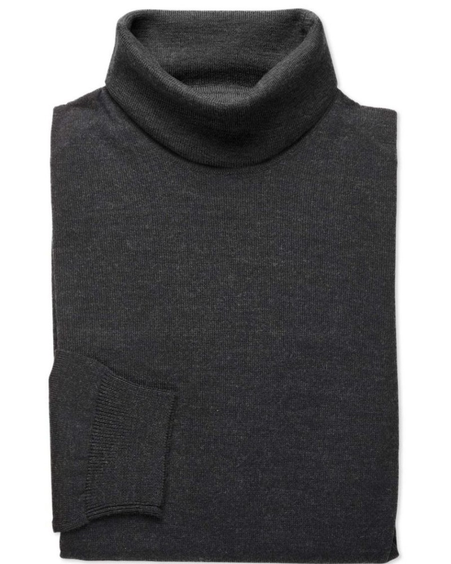 Casualwear Double Two | Black Merino Blend Roll Neck Jumper