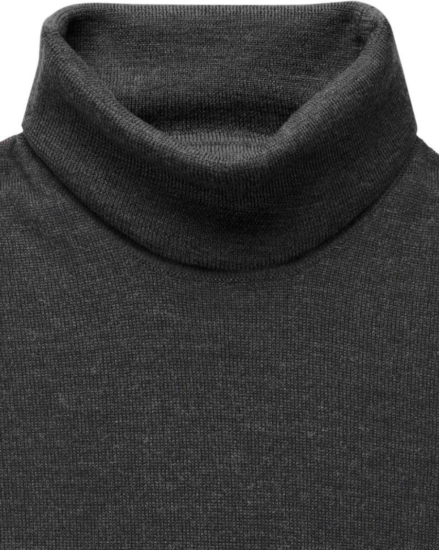 Casualwear Double Two | Black Merino Blend Roll Neck Jumper