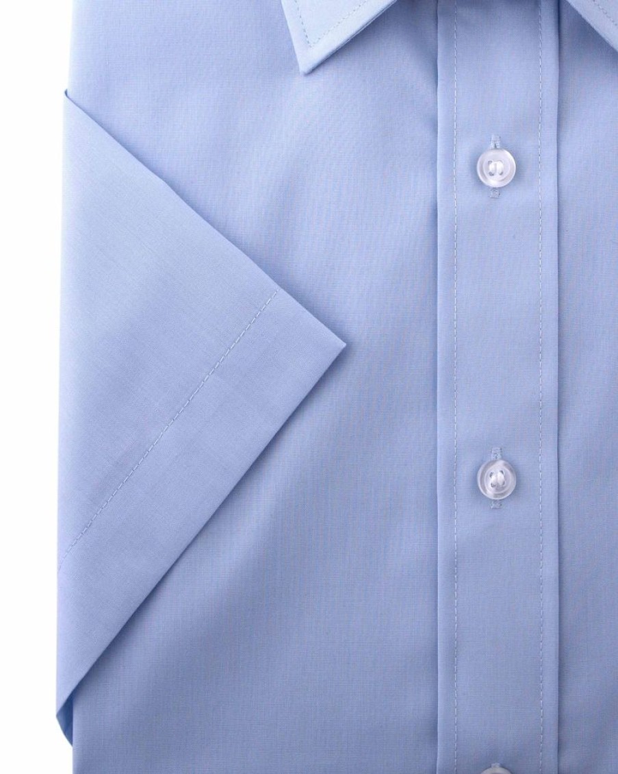 Shirts Double Two | Glacier Blue Short Sleeved Non-Iron Shirt