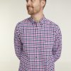 Casualwear Double Two | Plum Check Long Sleeve Casual Shirt