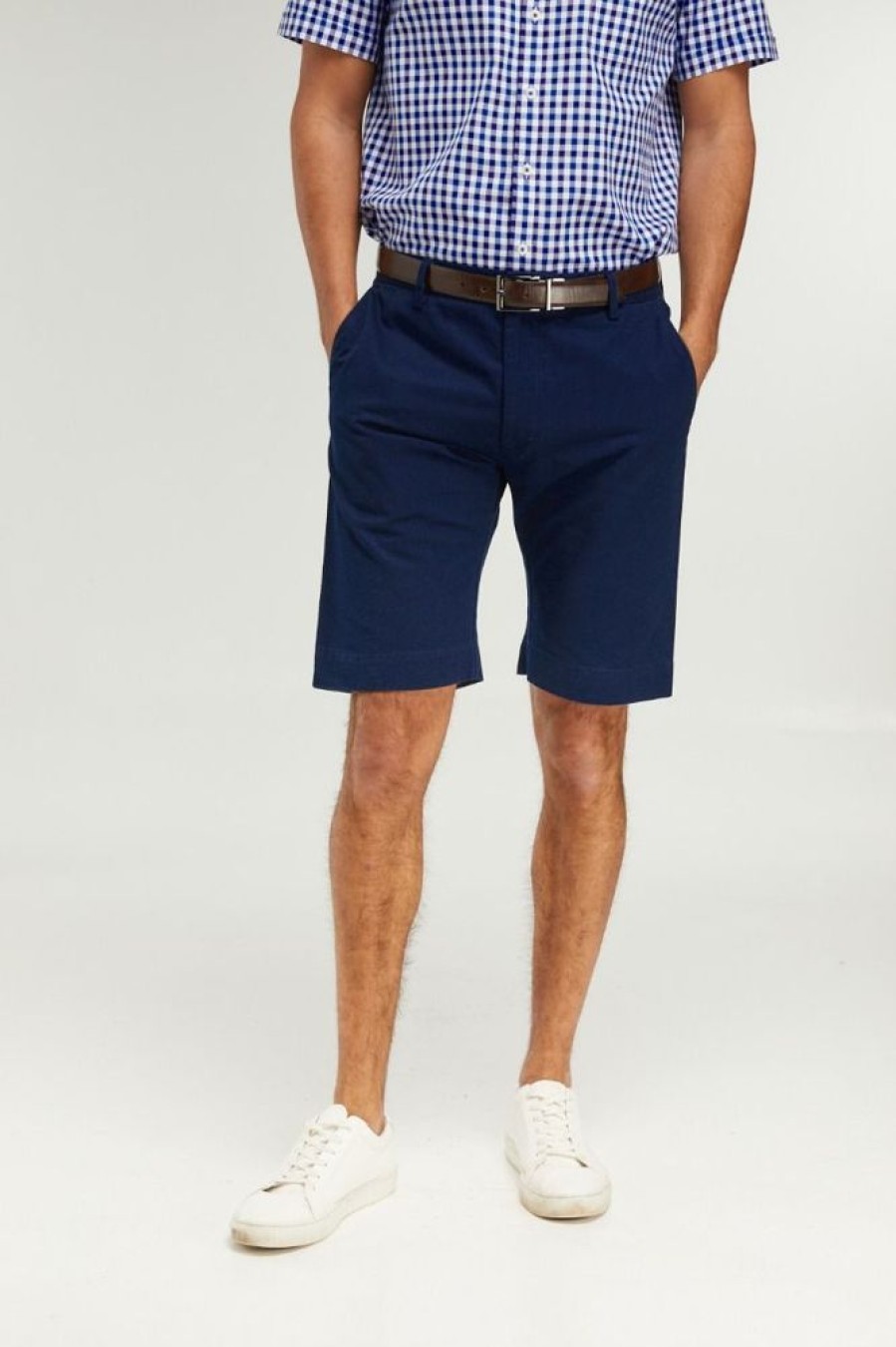 Trousers Double Two | Navy Blue Cotton Chino Shorts