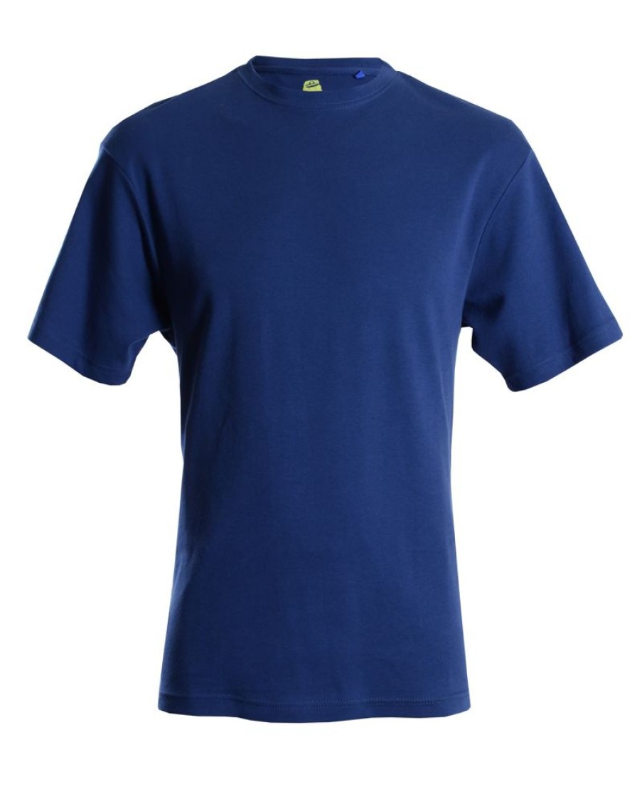 Casualwear Double Two | Plain Navy Ribbed Neck T-Shirt