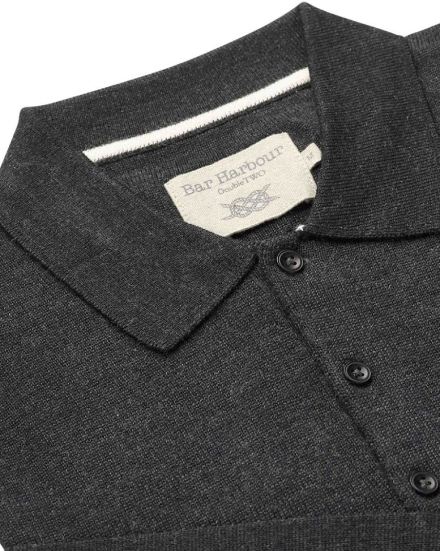 Casualwear Double Two | Black Merino Blend Knitted Polo