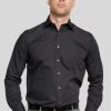 Shirts Double Two | Black Classic Easy Care Long Sleeve Shirt