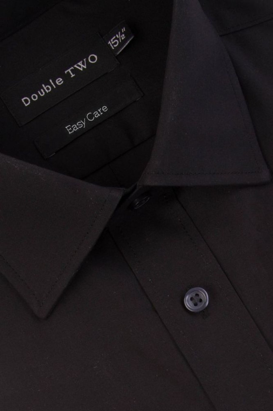 Shirts Double Two | Black Classic Easy Care Long Sleeve Shirt