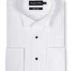 Shirts Double Two | White Wing Collar Stitch Pleat Dress Shirt