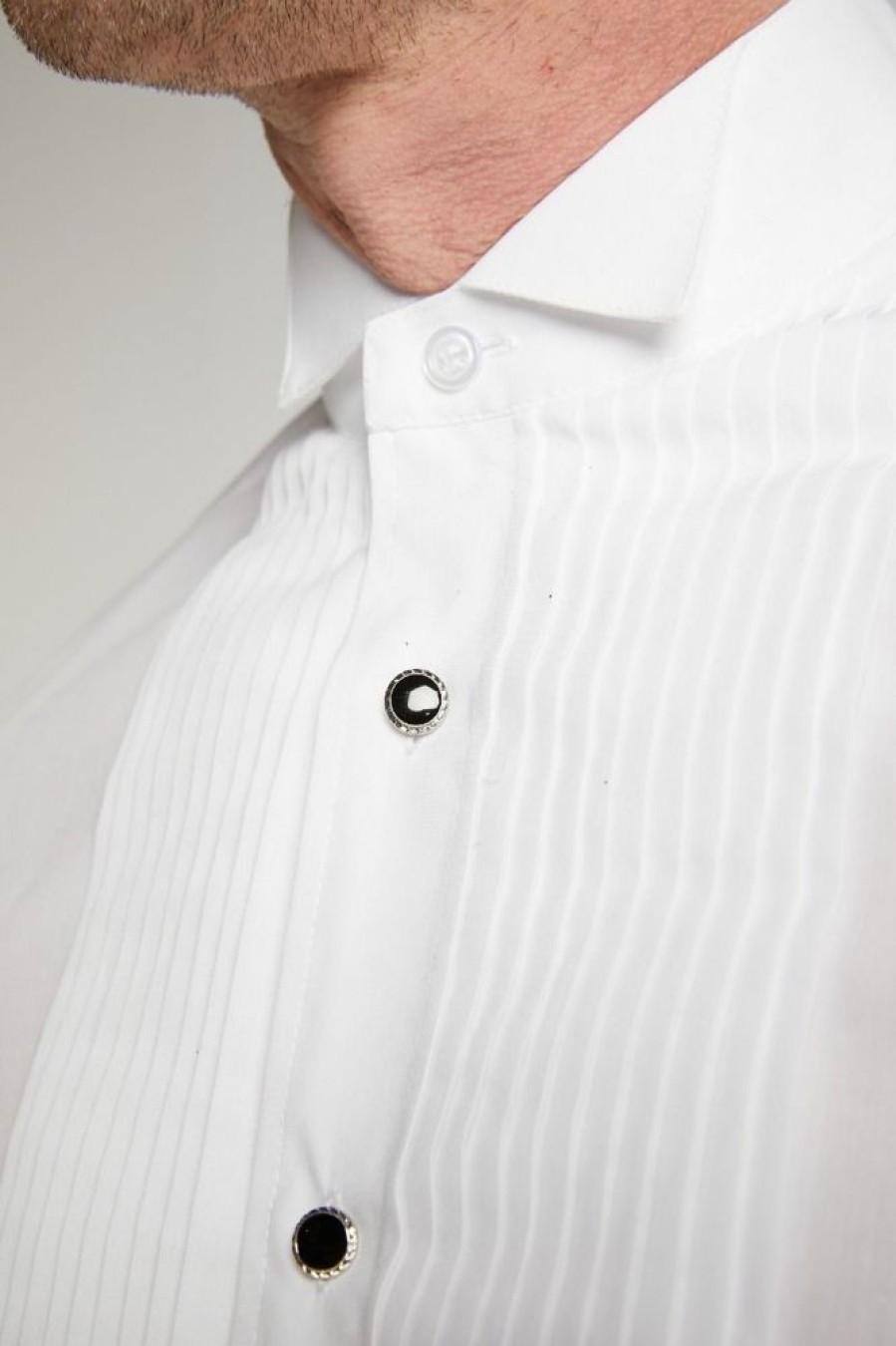 Shirts Double Two | White Wing Collar Stitch Pleat Dress Shirt