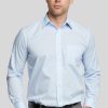 Shirts Double Two | Glacier Blue Classic Easy Care Long Sleeve Shirt