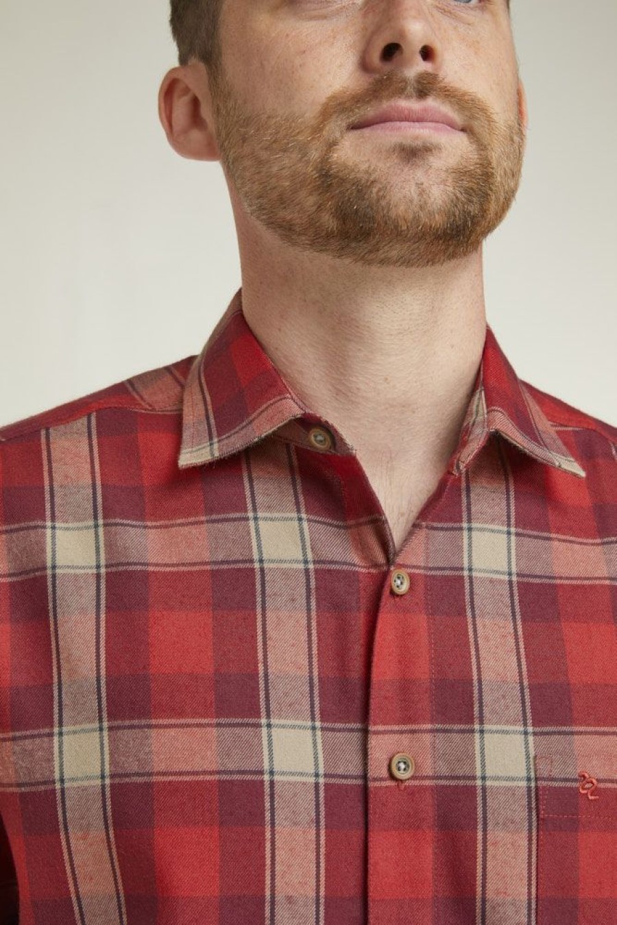 Shirts Double Two | Sunlite Rust Check Long Sleeve Casual Eco Shirt