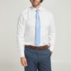 Shirts Double Two | Tailored Fit White Non-Iron Pure Cotton Twill Shirt