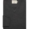 Casualwear Double Two | Graphite V-Neck Merino Blend Jumper