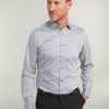 Shirts Double Two | Grey Non-Iron Pure Cotton Twill Shirt - Double Cuff