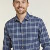 Shirts Double Two | Blue & Grey Check Long Sleeve Casual Eco Shirt