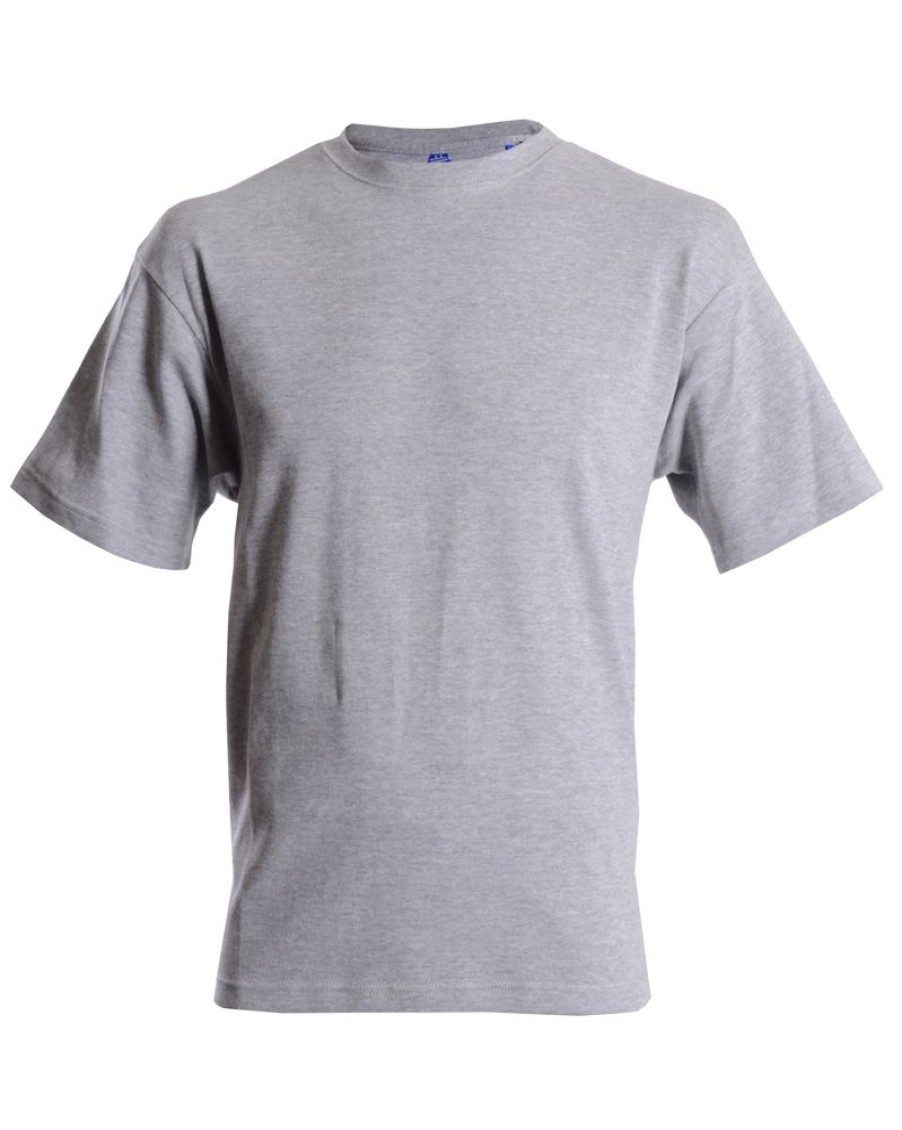 Casualwear Double Two | Plain Grey Ribbed Neck T-Shirt