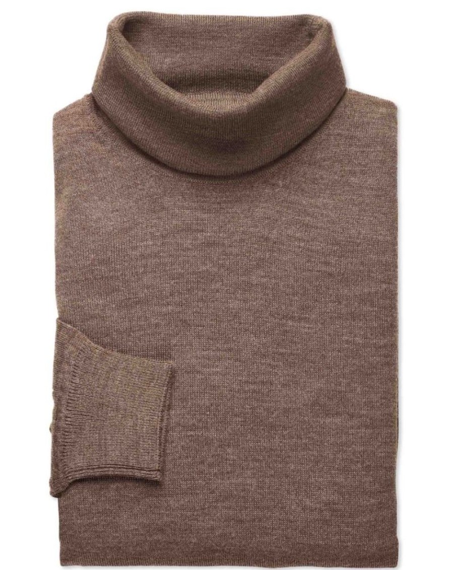 Casualwear Double Two | Bark Merino Blend Roll Neck Jumper