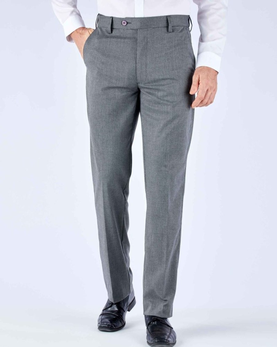 Trousers Double Two | Graphite Puppytooth Stretch Formal Trousers