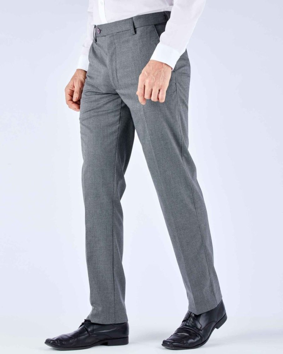 Trousers Double Two | Graphite Puppytooth Stretch Formal Trousers