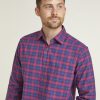 Casualwear Double Two | Wine & Navy Check Long Sleeve Casual Shirt