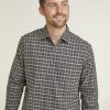 Casualwear Double Two | Grey & Rust Check Long Sleeve Casual Shirt