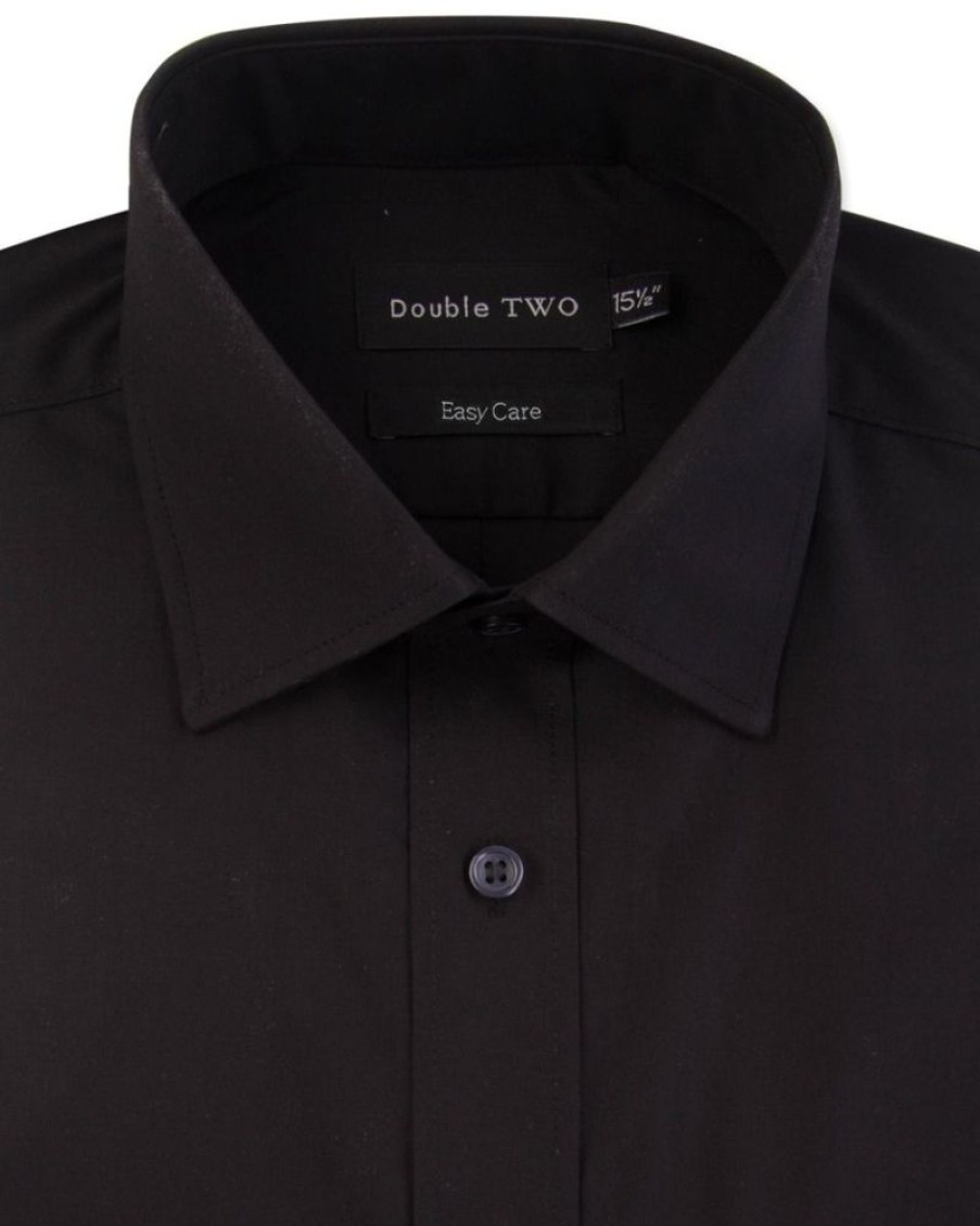 Shirts Double Two | Black Tall Fit Long Sleeved Shirt