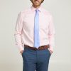 Shirts Double Two | Tailored Fit Pink Non-Iron Pure Cotton Twill Shirt