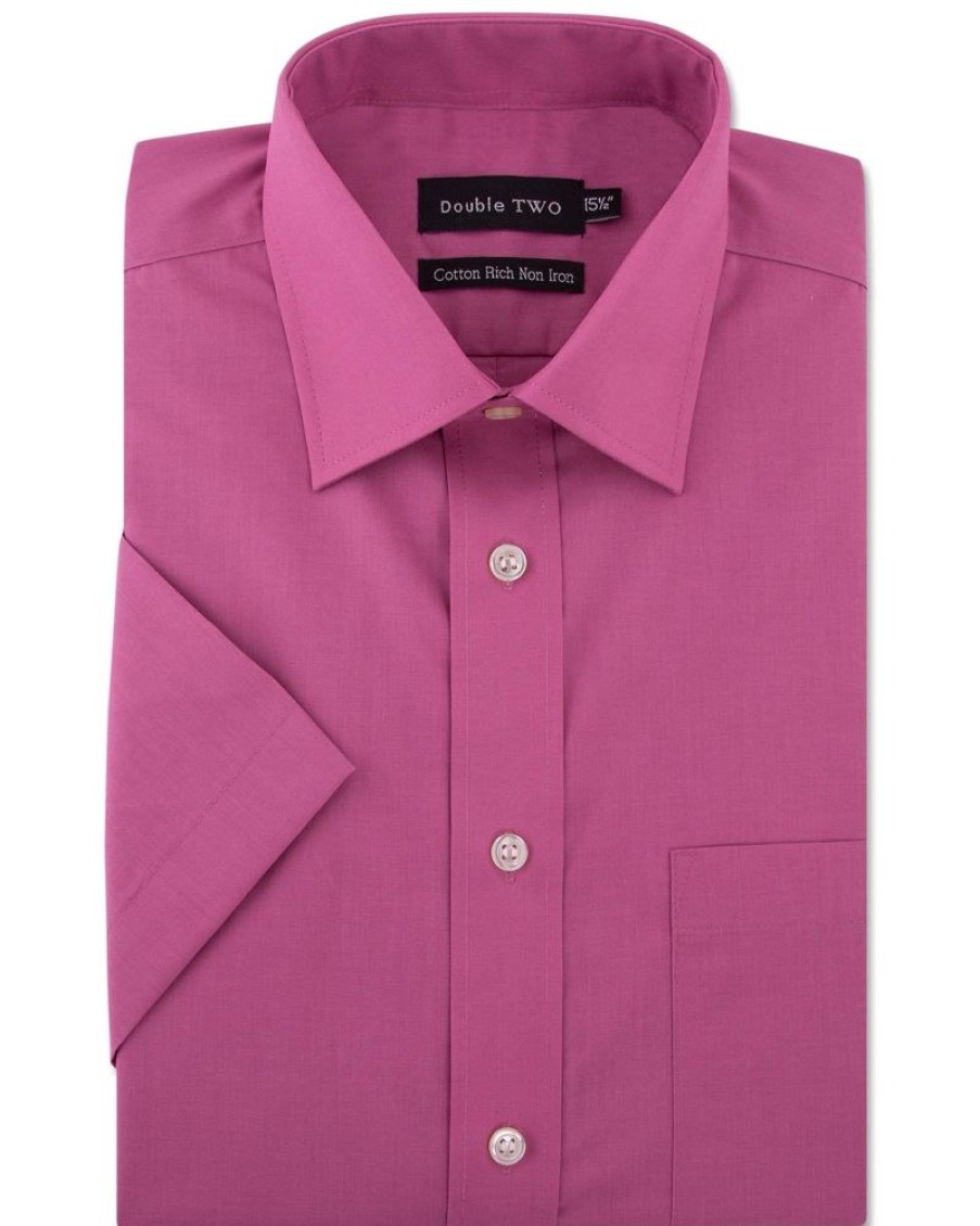 Shirts Double Two | Dusky Pink Short Sleeved Non-Iron Shirt