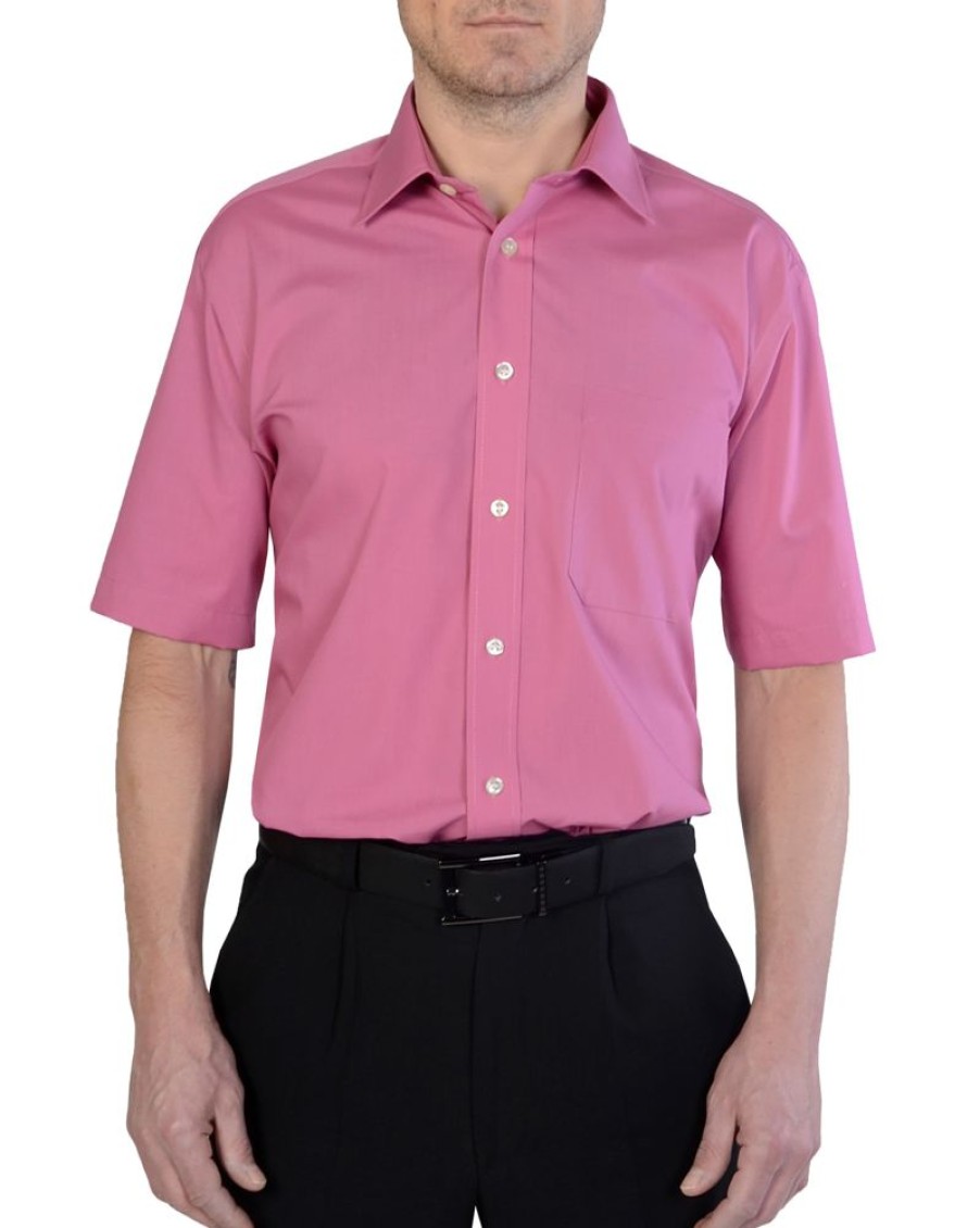 Shirts Double Two | Dusky Pink Short Sleeved Non-Iron Shirt