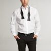 Shirts Double Two | Slim Fit White Wing Collar Plain Dress Shirt