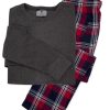 Casualwear Double Two | Red & Grey Check Thermal Pyjama Set