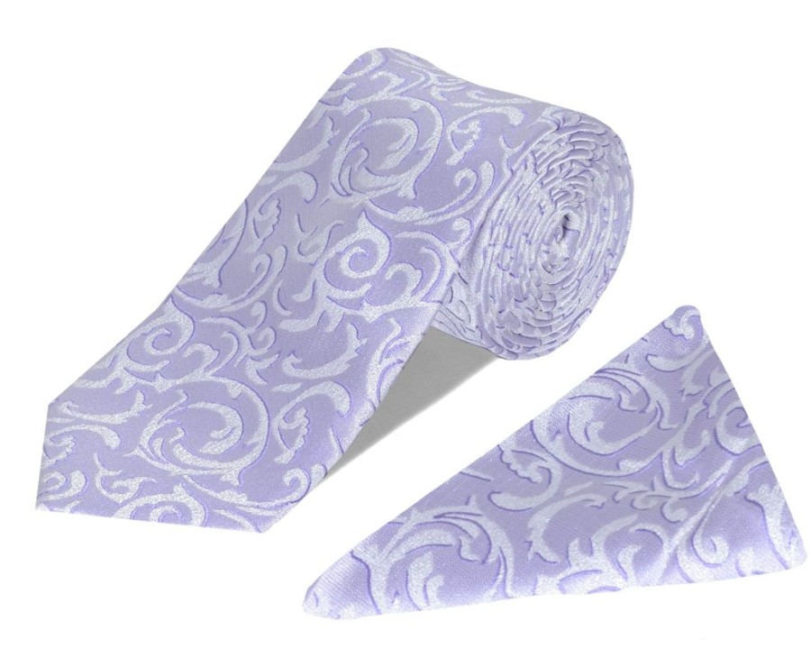 Accessories Double Two | Lilac Tie And Handkerchief Set