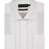 Shirts Double Two | White Persian Print Stitch Pleated Dress Shirt