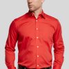 Shirts Double Two | Red Classic Easy Care Long Sleeve Shirt