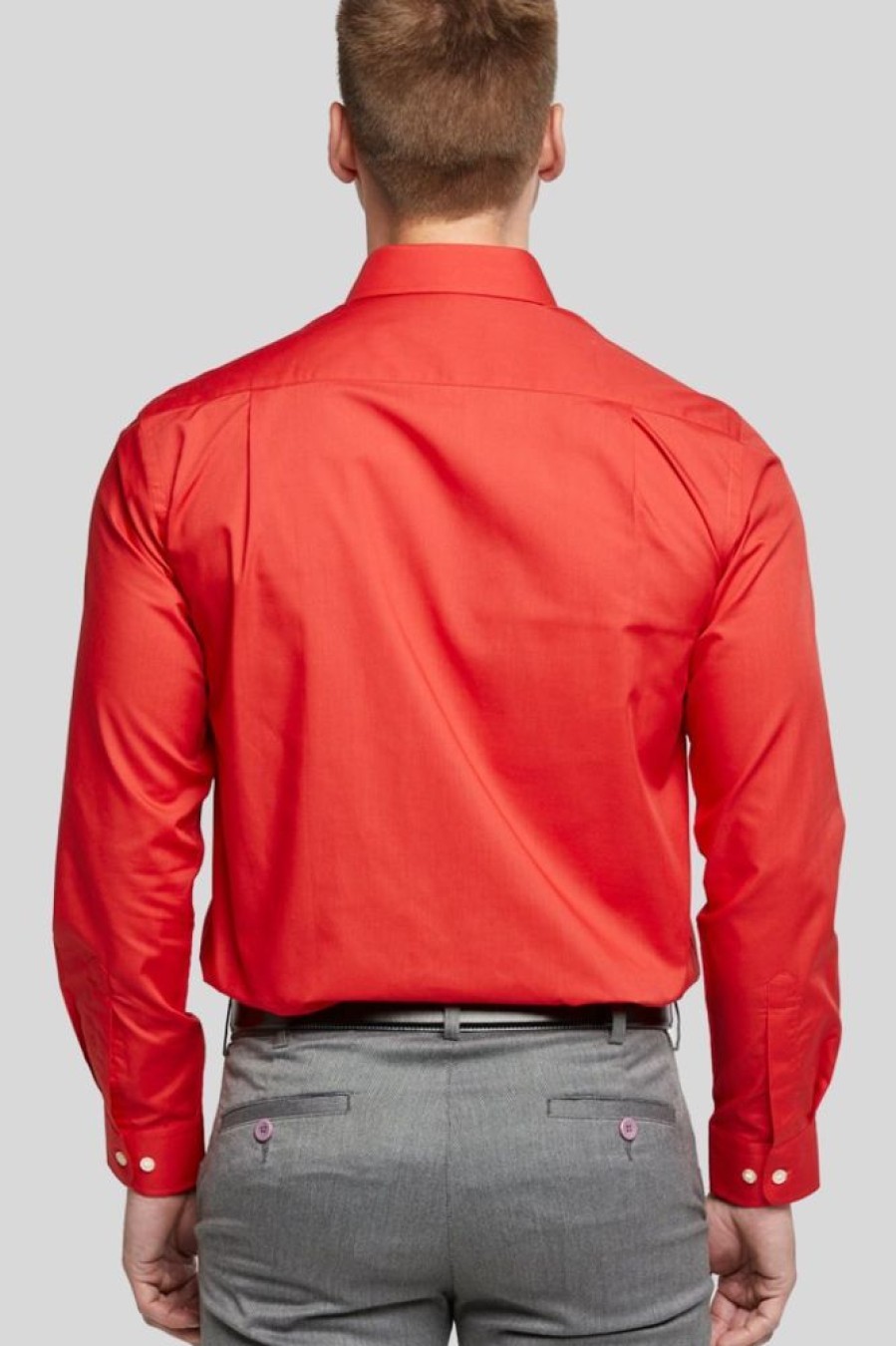 Shirts Double Two | Red Classic Easy Care Long Sleeve Shirt