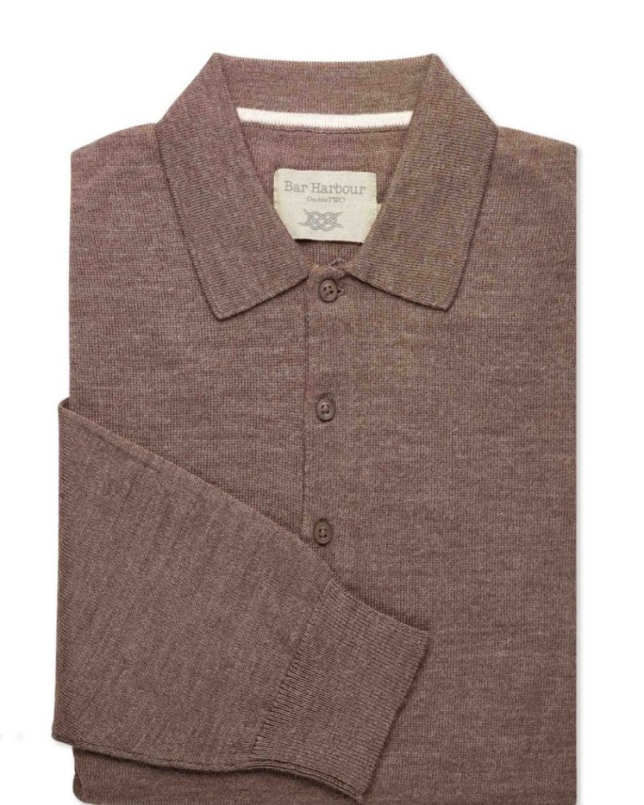 Casualwear Double Two | Bark Merino Blend Knitted Polo