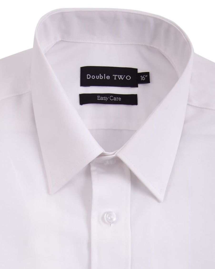 Shirts Double Two | White Tall Fit Long Sleeved Shirt