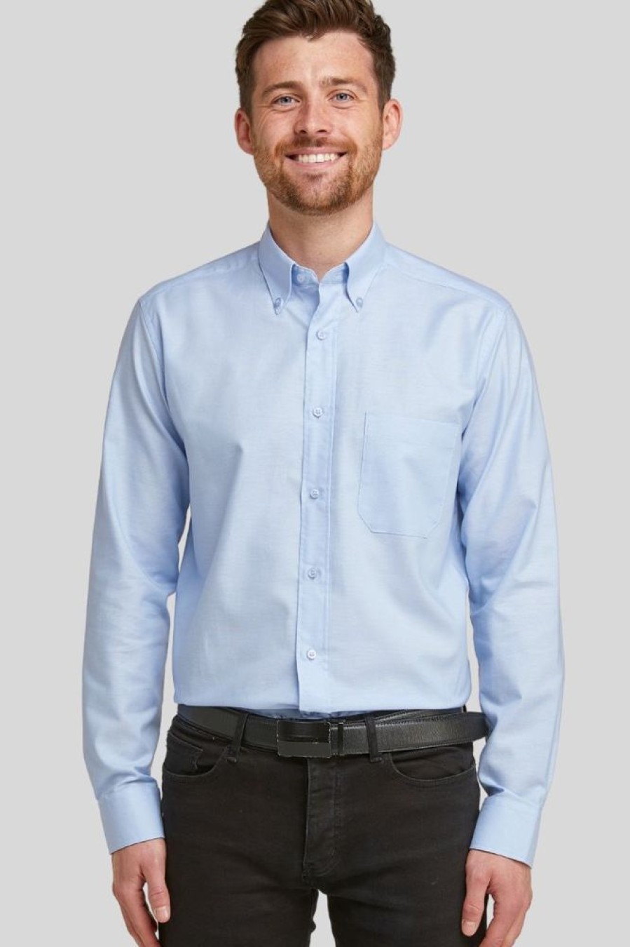 Shirts Double Two | Blue Non-Iron Button Down Oxford Shirt