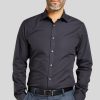 Shirts Double Two | Slim Fit Black Long Sleeve Non-Iron Shirt