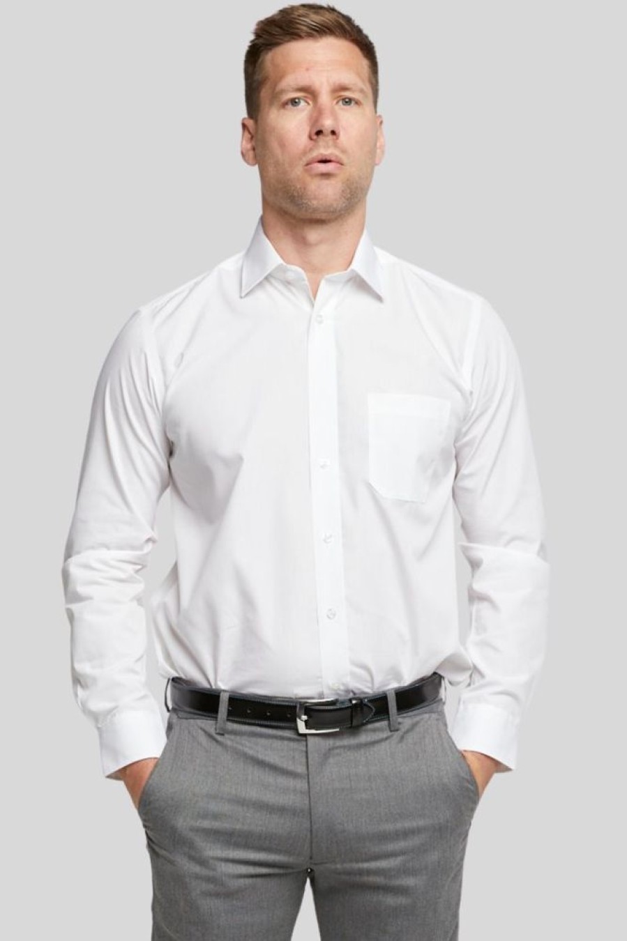 Shirts Double Two | White Long Sleeve Non-Iron Shirt