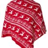 Casualwear Double Two | Red Women'S Christmas Poncho